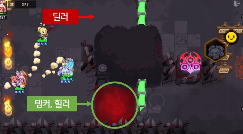 B-2 딜러와 탱커 힐러로 분리되는 입구
